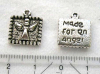 10 Stück Metallanhänger, quadr. Medaillon mit Engel, ca. 15x13mm, Ösengröße 1mm, versilbert