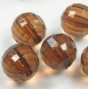 10 Stück Acryl Perlen, geschliffene Kugel transparent braun 16mm, Bohrung 2,2mm
