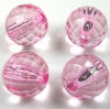 10 Stück Acryl Perlen, geschliffene Kugel transparent rosa 16mm, Bohrung 2,2mm