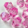 10 Stück Acryl Perlen Doppelkegel transparent rosa 14x13mm, Bohrung 2,2mm