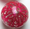 1 Stück Acryl Perle, Kugel transparent mit Metallperle Füllung 24mm, Bohrung 2,5mm, pink