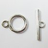 10 Stück Knebelverschluss, schlichter Ring, Ringgröße ca.14,5mm, versilbert