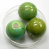 4 Stück Keramikperle, Kugel Ø ca.16mm und Bohrung ca.4,5mm, grün/türkis,