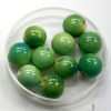 8 Stück Keramikperle, Kugel Ø ca.10mm und Bohrung ca.2,5mm, grün/türkis,