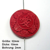 1 Stück Lackperle Scheibe mit chinesischem Schriftzeichen "Liebe", rot 32mm, Bohrung 2mm