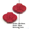 1 Stück Lackperle Lampion, chin. Schriftzeichen "Doppeltes Glück", rot 26x18mm, Bohrung 2mm