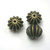 10 Stück Kunststoffkern-Perlen: Kugel, Blumenform, abgeflacht, messingfarbig, 13mm, Bohrung 1,5mm