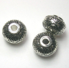 10 Stück Kunststoffkern-Perlen: Kugel, abgeflacht, altsilber, 16x12mm, Bohrung 3,5mm