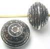 1 Stück Kunststoffkern-Perle: Kreisel, altsilber, 28x21mm, Bohrung 4mm