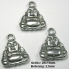 4 Stück Metallanhänger, Buddha, ca. 20x15mm, Ösengröße 2,5mm, versilbert