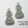 4 Stück Metallanhänger, Buddha, ca. 17x14x3mm, Ösengröße 3mm, versilbert