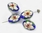 2 Stück Cloisonne Perlen, Oliven, 17x11mm, Bohrung 1,5mm, Blau mit Blumen