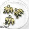 4 Stück Metallanhänger, Elefant, ca. 14,5x15mm, Ösengröße 2mm, Messing *200