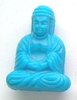 10 Stück Kunststoffperlen, Sitzender Buddha blau 25x18mm und 9mm dick, Bohrung 1mm