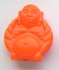 10 Stück Kunststoffperlen, Stehender Buddha orange 25x30mm und 11mm dick, Bohrung 3mm