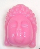 1 Stück Kunststoffperle, Buddha Kopf rosa 34x25mm und 15mm dick, Bohrung 3mm