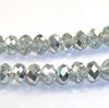 20 Stück Briolette Glasschliffperlen Rondelle 6x4mm, Bohrung 1mm, Crystal Silber