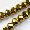 10 Stück Glasschliffperlen Rondelle 10x8mm, Bohrung ca. 1mm, Metallic Gold