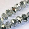6 Stück Glasschliffperlen Rondelle 12x10 mm, Bohrung ca. 1,5mm, Crystal / Silber