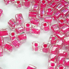 50g Beutel Miyuki Squares / Würfel 4mm, Bohrung 1,4mm, Hot Pink Color Lined