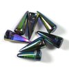 10 Stück Glasperlen Spikes Montana mit Halbmetallic Effekt AB, 7x17mm, Bohrung 1mm