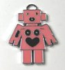 1 Stück Charm emallierter Bettelanhänger, Roboterfrau, rosa, 28x22mm