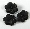 10 Stück Kunststoff Blüten klein, matt, schwarz, 4x12mm, Bohrung 2mm