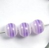 20 Stück Kunststoff Perlen gestreift, Rund, ca. 8x7mm, violett hell, Bohrung 1,5mm