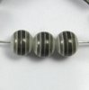 20 Stück Kunststoff Perlen gestreift, Rund, ca. 8x7mm, dunkel grau, Bohrung 1,5mm