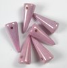 10 Stück Glasperlen Spikes Pink Luster, 7x17mm, Bohrung 1mm