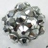 1 Stück Shamballa Perle, metallic silber, 14mm, Bohrung 2,2mm