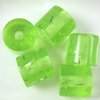 10 Stück Kunststoff Rondelle mit Glitzerfäden, 8x9mm, Bohrung 1,5mm, hell grün