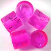 10 Stück Kunststoff Rondelle mit Glitzerfäden, 8x9mm, Bohrung 1,5mm, knalliges pink