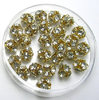 10 Stück Strass Perlen 6mm, Bohrung ca.1,5mm, mit 6 Kristallsteinen, vergoldet