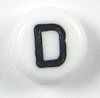 30 Stück Kunststoff Buchstabenperlen " D " , Ø 7mm, 4mm dick, waagerecht gebohrt 1mm