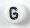 30 Stück Kunststoff Buchstabenperlen " G " , Ø 7mm, 4mm dick, waagerecht gebohrt 1mm