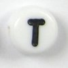 30 Stück Kunststoff Buchstabenperlen " T " , Ø 7mm, 4mm dick, waagerecht gebohrt 1mm
