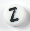 30 Stück Kunststoff Buchstabenperlen " Z " , Ø 7mm, 4mm dick, waagerecht gebohrt 1mm