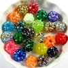 10 Stück Shamballa Perle, bunt gemischte Farben nach Zufall, Ø12mm, Bohrung 2mm