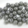 50 Stück Round Beads 4mm, Bohrung 1mm, Chalk White Grey Luster