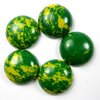 2 Stück Synthetik Cabochon, grün/gelb marmoriert, Ø 20mm, ca. 6,5mm dick