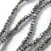 100 Stück Briolette Glasschliffperlen Rondelle 3x2mm, Bohrung ca. 1mm, Metallic Silber