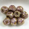 10 Stück Mushroom Buttons Beads ( Pilz Perlen) 9x8mm, Alabaster Lila Gold Luster