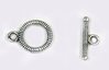 10x Knebelverschluss, Ring Gr. 10mm, versilbert