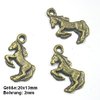 4 Stück Metallanhänger, Pferd, ca. 22x13mm, Ösengröße 2mm, Messing *65