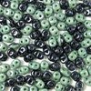 10g Beutel SuperDuo Duets Beads 2,5x5mm, Black/White Green Luster