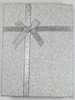 1 Stück Schmuckdose eckig mit Organzaschleife, Glitzer Silber, ca. 15,5x11,5x3 cm