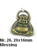 4 Stück Metallanhänger, Buddha, ca. 20x16mm, messing