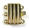 6 Stück Schiebeverschluss mit 3 Ösen, 12,7x12,9mm, 4mm dick, 23 Karat Goldauflage