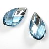 1 Stück Swarovski® Kristalle 6565, Met Cap Pear-shaped Pendant 22mm, Aquamarine Light Chrome